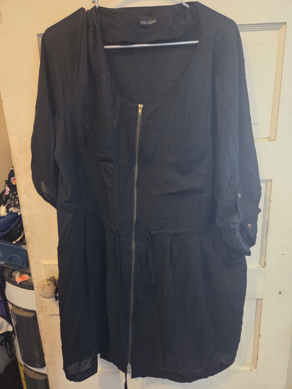 Zenobia Black Zip-Front Lightweight Jacket